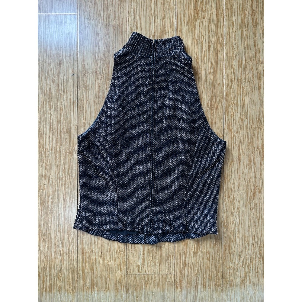 Carmen Marc Valvo Beaded Embellished Sleeveless Black Shirt Size 4